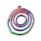 Ion Plating(IP) 304 Stainless Steel Pendants, Irregular Flat Round, Rainbow Color, 28x23x2mm, Hole: 1.4mm