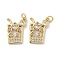 Brass Micro Pave Cubic Zirconia Pendants, Drink, with Jump Ring, Rack Plating, Long-Lasting Plated, Cadmium Free & Lead Free, Real 18K Gold Plated, 19x13x2.5mm, Hole: 3mm