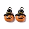 Halloween Theme Opaque Resin Pendants, with Platinum Plated Iron Loops, Pumpkin, 17.5x12x6.5mm, Hole: 2mm