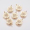 Brass Micro Pave Cubic Zirconia Charms, Cadmium Free & Nickel Free & Lead Free, Flat Round, Real 18K Gold Plated, 10.5x8x2mm, Hole: 1mm