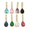 Brass Micro Pave Cubic Zirconia Pendants, Teardrop Charms, Long-Lasting Plated, Rack Plating, Lead Free and Cadmium Free, Mixed Color, 19x6.5x6.5mm, Hole: 7x3.5mm
