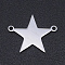 Non-Tarnish 201 Stainless Steel Links connectors, Laser Cut, Blank Stamping Tag, Star, Stainless Steel Color, 14x18x1mm, Hole: 1.5mm
