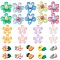 60Pcs 3 Styles Transparent Resin Cabochons, with Glitter Powder, Flower, Mixed Color, 16~27.5x15~19x6.5~9mm, 20pcs/style