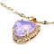 Tiger Head Light Gold Brass Micro Pave Cubic Zirconia Pendant Necklaces, with Glass, Plum, 16.06 inch(40.8cm)