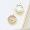 Brass Micro Pave Cubic Zirconia Pendants, with Cat Eyes, Half Round, Star, 15x13mm