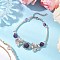 Natural Amethyst Beaded Braceleys, Butterfly, with Tibetan Style Alloy Round Beads & Brass Tube Beads, 7-3/4 inch(19.8cm)