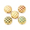 304 Stainless Steel Enamel Beads, Ion Plating(IP), Real 18K Gold Plated, Flat Round, Mixed Color, 14.5x8mm, Hole: 1.2mm