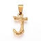 304 Stainless Steel Pendants, Bamboo Style, Letter, Ion Plating(IP), Real 18K Gold Plated, Letter.J, 18x11.5x3mm, Hole: 3x7mm