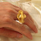 Stainless Steel Handmade Polishing Irregular Shaped Cuff Rings, Real 18K Gold Plated, 23x36mm