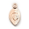 Alloy Pendants, Leaf with Letter Charm, Rose Gold, Letter.C, 15.5x7.5x2.5mm, Hole: 1.5mm