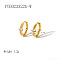 Elegant Stainless Steel Hoop Earrings, with Cubic Zirconia, Real 18K Gold Plated, 12.3x4.2mm