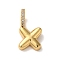 Brass Micro Pave Cubic Zirconia Pendants, Lead Free & Cadmium Free, Long-Lasting Plated Letter X, 19x10x9mm, Hole: 5mm