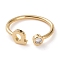Brass Micro Pave Clear Cubic Zirconia Cuff Rings, Open Rings, Long-Lasting Plated, Real 18K Gold Plated, Letter.Q, US Size 6, Inner Diameter: 17mm