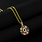 Brass Pave Colorful Cubic Zirconia Initial Ring Pendant Necklaces, 304 Stainless Steel Cable Chain Necklaces, Golden, Letter Q, 17.72 inch(45cm)