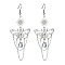 201 Stainless Steel Butterfly Dangle Earrings, with Glass Teardrop Charm, Brass Jewelry for Women, Sun, Platinum & Stainless Steel Color, 80x32mm