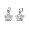 Brass Micro Pave Cubic Zirconia Pendants, Star Charms, with Jump Ring, Platinum, 11x9x2mm, Hole: 4mm