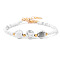 Round Natural Howlite Beaded Bracelets, with Lobster Claw Clasp