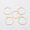 201 Stainless Steel 2-Loop Link Pendants, Ring with Flower, Golden, 43x38.5x0.6mm, Hole: 1.6mm and 2mm