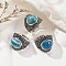 Natural Banded Agate Adjustable Rings, Lead Free & Cadmium Free, Antique Silver Plated Brass Finger Rings for Women, Dyed & Heated, 22.5mm, Inner Diameter: 17mm