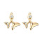 Brass Micro Pave Clear Cubic Zirconia Pendants, Cadmium Free & Nickel Free & Lead Free, Fishtail, Real 18K Gold Plated, 16.5x15x2.5mm, Hole: 1.2mm