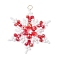Glass Seed Beaded Snowflake Pendants, with 304 Stainless Steel Jump Ring & Glass Beads, Real 18K Gold Plated, Faceted, Red, 36x33x4mm, Hole: 2.5mm