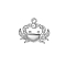 304 Stainless Steel Micro Pave Rhinestone Pendants, Crab, Stainless Steel Color, 15x18x2mm, Hole: 1.6mm
