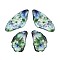 Transparent Epoxy Resin Pendants, Wings with Floral Pattern Charms, with Gold Foil, Medium Sea Green, 39x19x2.5mm, Hole: 1mm
