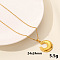 Stainless Steel Moon Pendant Necklaces, PVD Vacuum Plating, Real 18K Gold Plated, 15.75 inch(40cm)