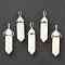 Natural White Jade Pointed Pendants, with Platinum Tone Brass Findings, Bullet, 39.5x12x11.5mm, Hole: 4.5x2.8mm