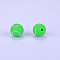 Printed Round with Baseball Pattern Silicone Focal Beads, Light Green, 15x15mm, Hole: 2mm
