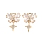 Brass Micro Pave Cubic Zirconia Pendants, Nickel Free, with Glass, Butterfly with Star Charms, Real 18K Gold Plated, Clear, 20x15x4mm, Hole: 2.7x1.6mm