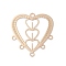 Brass Chandelier Component Links, Long-Lasting Plated, Cadmium Free & Nickel Free & Lead Free, Etched Metal Embellishments, Heart, Light Gold, 29x26.5x0.3mm, Hole: 1.6mm & 1.8mm