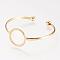Brass Cuff Bangle, Real 18K Gold Plated, 2 inchx2-1/8 inch(50x53mm)