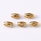 201 Stainless Steel Corrugated Beads, Oval, Golden & Stainless Steel Color, 5x3mm, Hole: 1.2mm