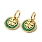 304 Stainless Steel Clover Dangle Hoop Earrings, with Acrylic, Golden, 34x22mm