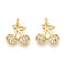 Brass Micro Pave Cubic Zirconia Pendants, Cadmium Free & Nickel Free & Lead Free, Cherry, with Jump Ring, Real 18K Gold Plated, 15.5x15x3mm, Hole: 3mm