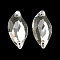 Glass Connector Charms, Faceted Leaf Links, Clear, 30x14x5mm, Hole: 1.2mm
