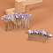 Natural Amethyst with Metal Chips Hair Combs, Hair Accessories for Women Girls, Lilac, 80x40mm