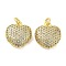 Brass Micro Pave Clear Cubic Zirconia Pendants, Heart, Real 18K Gold Plated, 15x14x7mm, Hole: 3.4mm