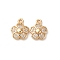 Brass Micro Pave Cubic Zirconia Pendants, Cadmium Free & Nickel Free & Lead Free, Flower Charms, Real 18K Gold Plated, 12x9.5x3mm, Hole: 1.4mm