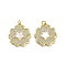 Brass Micro Pave Clear Cubic Zirconia Pendants, Cadmium Free & Lead Free, with Shell, Jump Rings, Real 18K Gold Plated, Star, 21.5x20x3mm, Hole: 3.5mm