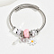 Non-Tarnish 201 Stainless Steel European Bracelet, Charm Bracelet for Women, Butterfly, Inner Diameter: 2-3/8~2-3/4 inch(6~7cm)