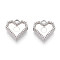 304 Stainless Steel Pendant Cabochon Settings, Heart, Stainless Steel Color, Tray: 6.3x10mm, 13.3x13x3.7mm, Hole: 1.8mm