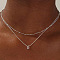 Brass Double Layer Small Letter Pendant Necklaces for Women, Platinum, Letter B, 15.75 inch(40cm)