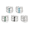 304 Stainless Steel Synthetic Gemstone Cuff Rings, Round Wide Band Open Rings for Women Men, Stainless Steel Color, 15mm, Inner Diameter: Adjustable