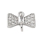 Brass Micro Pave Cubic Zirconia Connector Charms, Cadmium Free & Nickel Free & Lead Free, Bowknot, Platinum, 9x12x3mm, Hole: 1.2mm