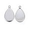Tarnish Resistant 304 Stainless Steel Pendant Cabochon Settings, Plain Edge Bezel Cups, teardrop, Stainless Steel Color, 26x15.5x1.5mm, Hole: 2.5mm, Inner Diameter: 21x15mm