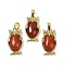 Natural Red Jasper Pendant, with Brass Findings,  Lead Free & Cadmium Free, Long-Lasting Plated, Owl, 28.5x15.5x7mm, Hole: 5x8mm