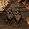 Bohemian Style Geometric Glass Seed Bead Handmade Tassel Dangle Earrings for Women