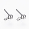 Non-Tarnish 304 Stainless Steel Ball Stud Earring Post, Earring Findings, with Loop, Round, Stainless Steel Color, 14x3mm, Hole: 2mm, Pin: 0.8mm, Round: 3mm
